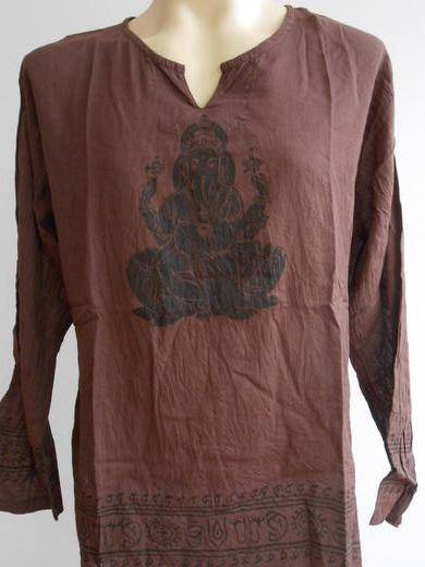 Ganesh OM Cotone Hudusiam Meditazione T Shirt Uomo Marrone Gt20 - Foto 2 di 4