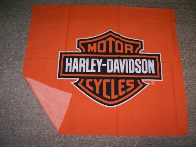 Orange HARLEY DAVIDSON LOGO SHIELD 23" x 20" Fabric Piece - NEW! | eBay