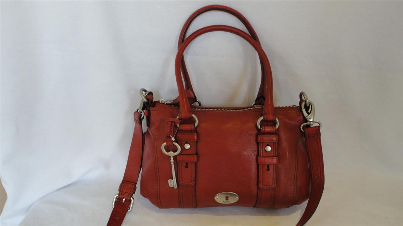 FOSSIL Dark Red Leather Maddox Satchel Crossbody Handbag Bag - NEW with TAGS | eBay