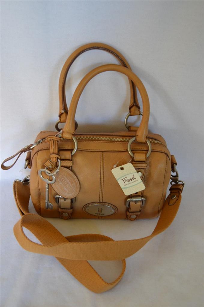 FOSSIL Camel Small Maddox Leather Satchel Crossbody Handbag Bag - NEW with tags - Picture 1 of 1