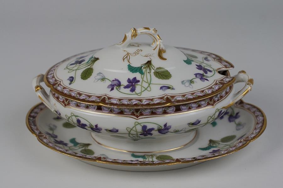 THEODORE HAVILAND LIMOGES mousseline PORCELAINE PETITE SOUPIERE Gold
