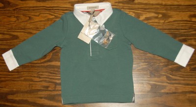Baby Boys Polo Shirts on Nwt Burberry Baby Boy Infant Green Long Sleeve Polo Shirt 18m   85cm