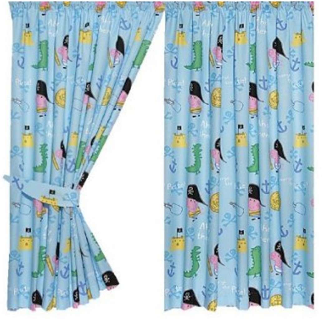 PEPPA PIG READY MADE CURTAINS BLUE PIRATE DINOSAUR KIDS BEDROOM