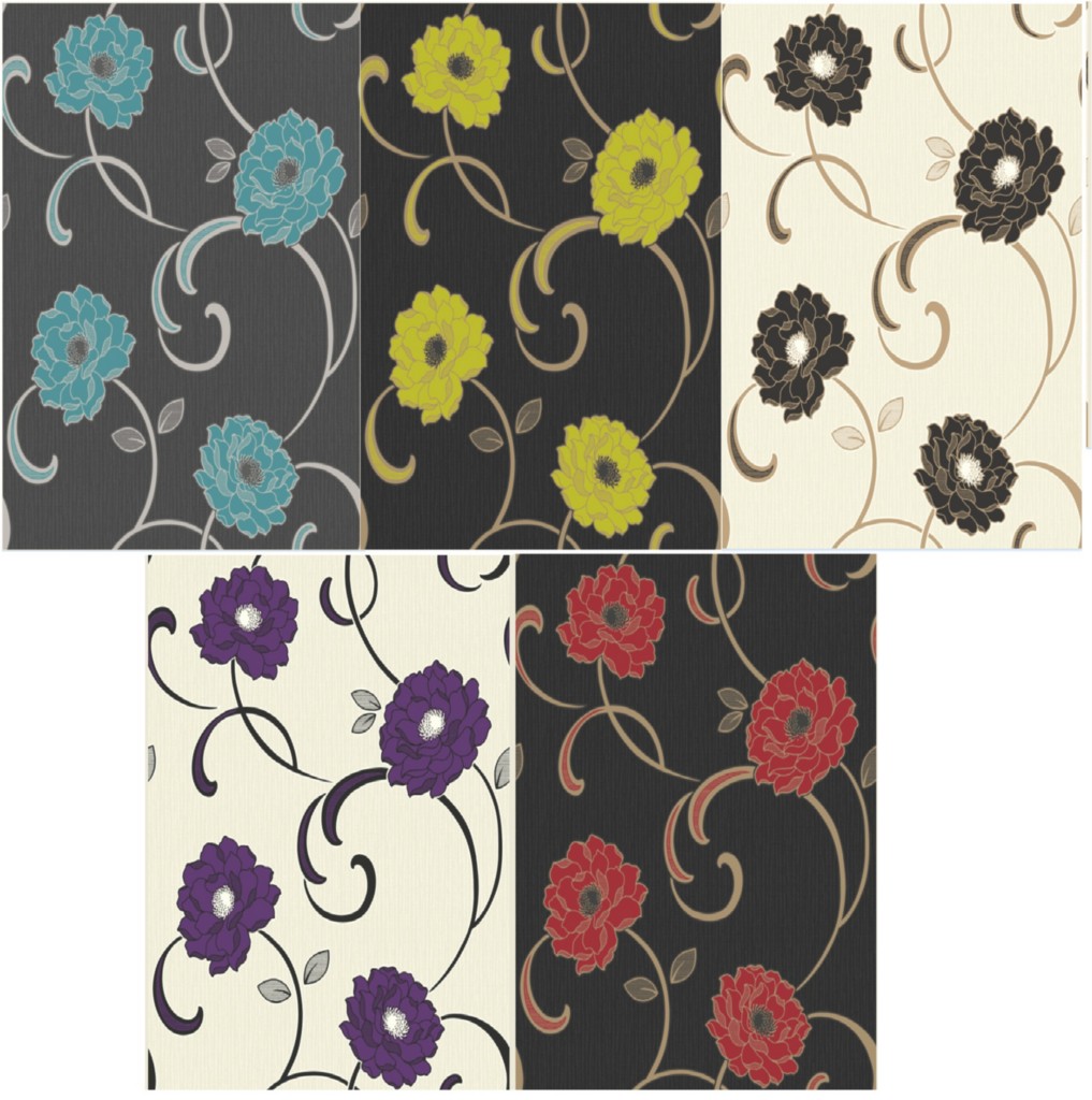 FLORENTINA FLORAL PRINT LUXURY VINYL WALLPAPER NATURAL FLOWER LEAF 10M