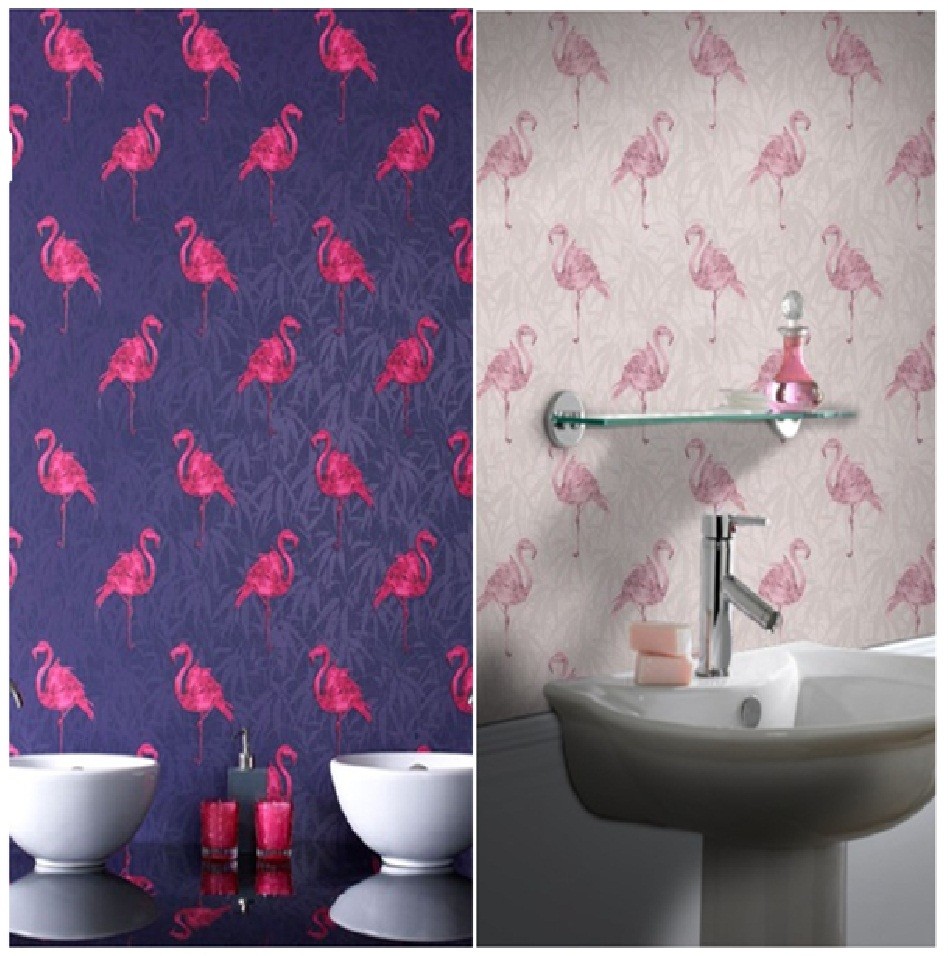 GRAHAM AND BROWN LUXURY VINYL TROPICAL FLAMINGO WALLPAPER 10M ROLL ANTIBACTERIAL