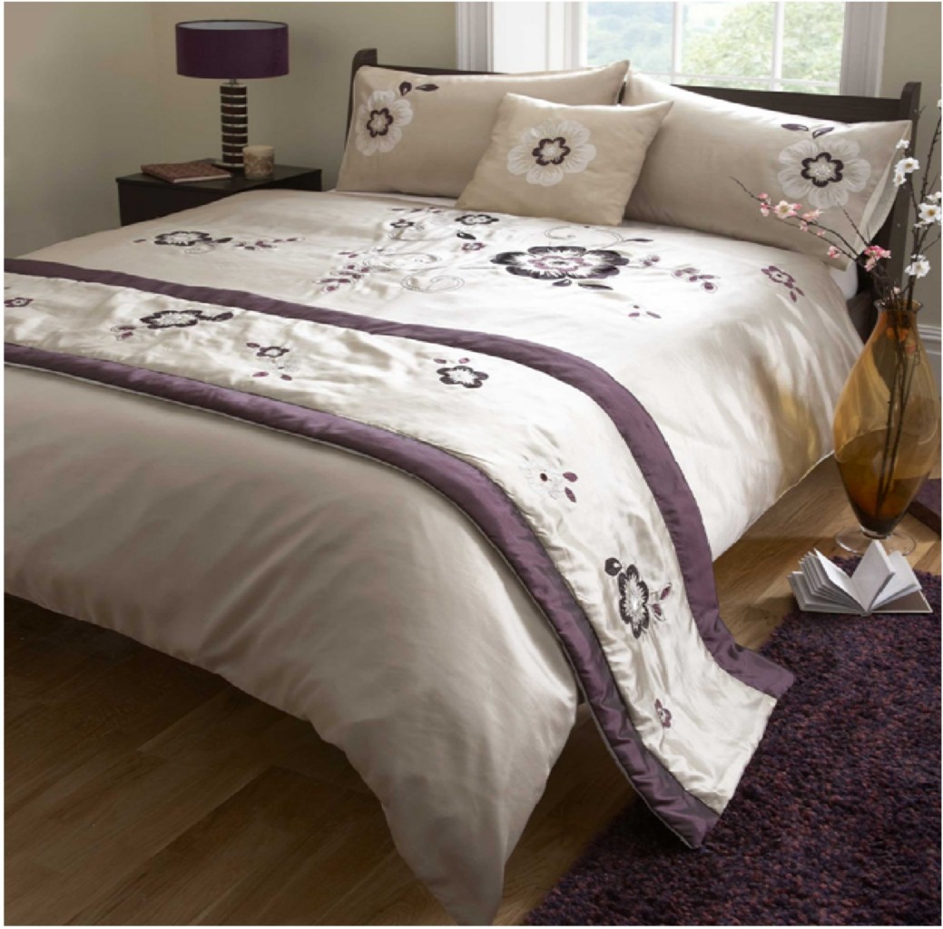 DE CAMA BONITA AUBERGINE GOLD PURPLE LUXURY DUVET COVER BED IN A BAG 5