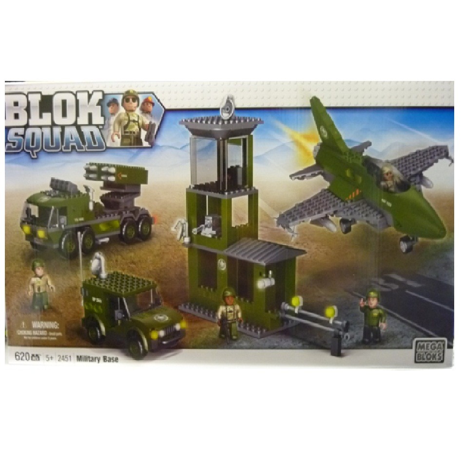MEGA BLOKS BUILDING BRICK BLOCKS MILITARY ARMY BASE KIDS AIRCRAFT PLAYSET 024519