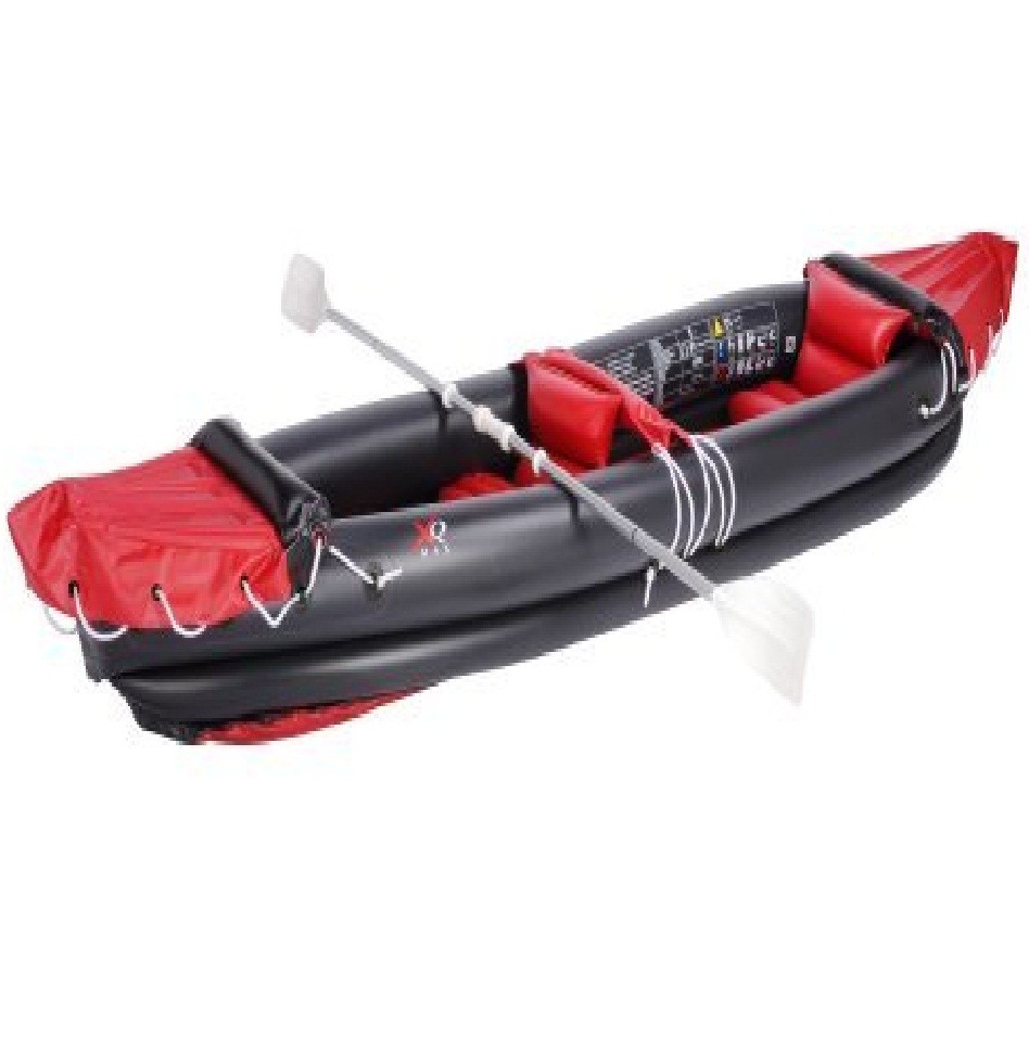 XQ MAX BLACK DIAMOND 2 PERSON INFLATABLE KAYAK CANOE BOAT + PADDLE OARS