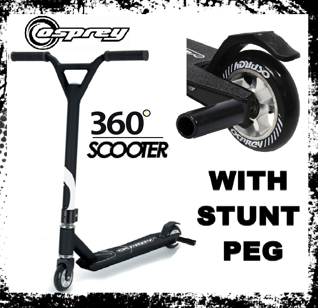 OSPREY KIDS CHILDRENS 360o STUNT PEG SCOOTER BLACK STREET PUSH TRICK