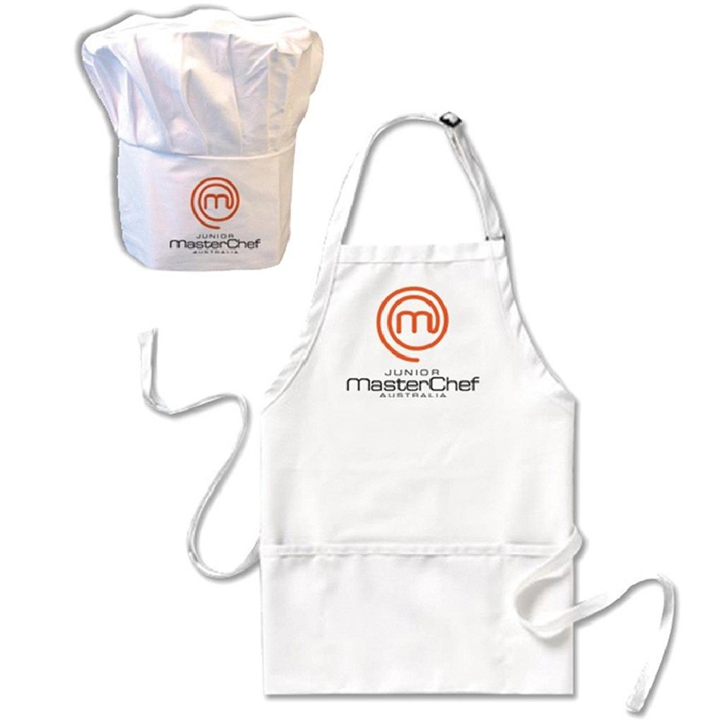 JUNIOR MASTERCHEF AUSTRALIA CHILDRENS APRON & CHEF HAT SET KIDS COOKING