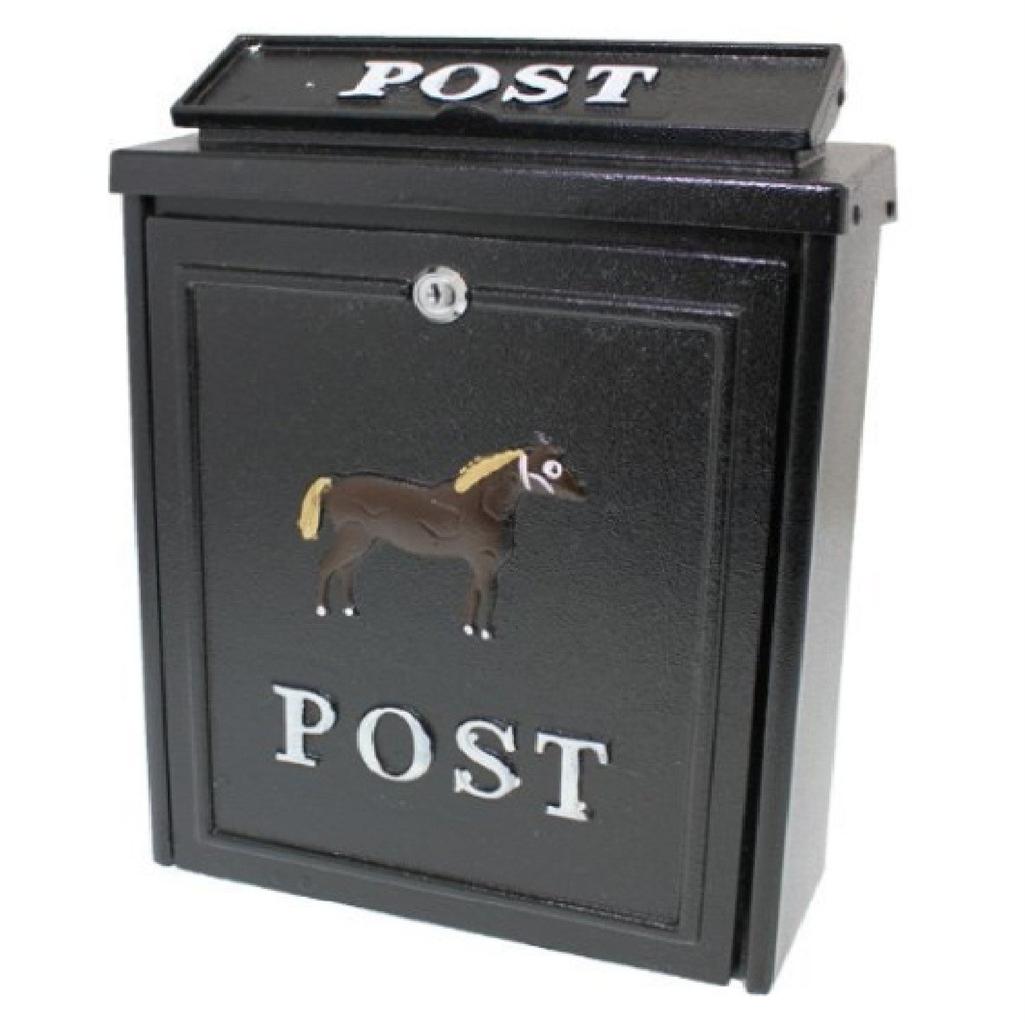 NEW KEY LOCK LOCKABLE WALL MOUNTED BLACK LETTER BOX MAIL POST STORAGE
