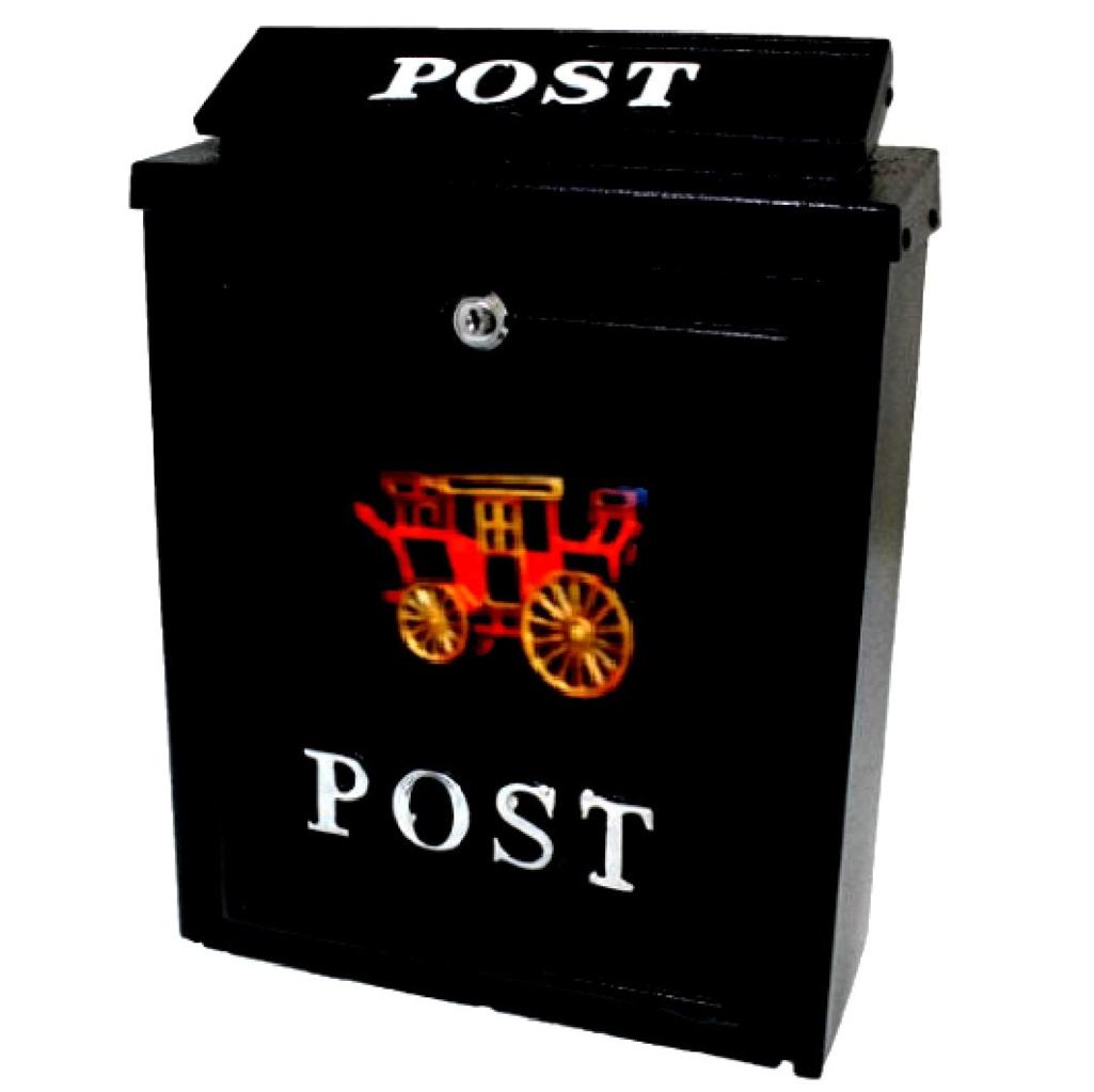 NEW KEY LOCK LOCKABLE WALL MOUNTED BLACK LETTER BOX MAIL POST STORAGE