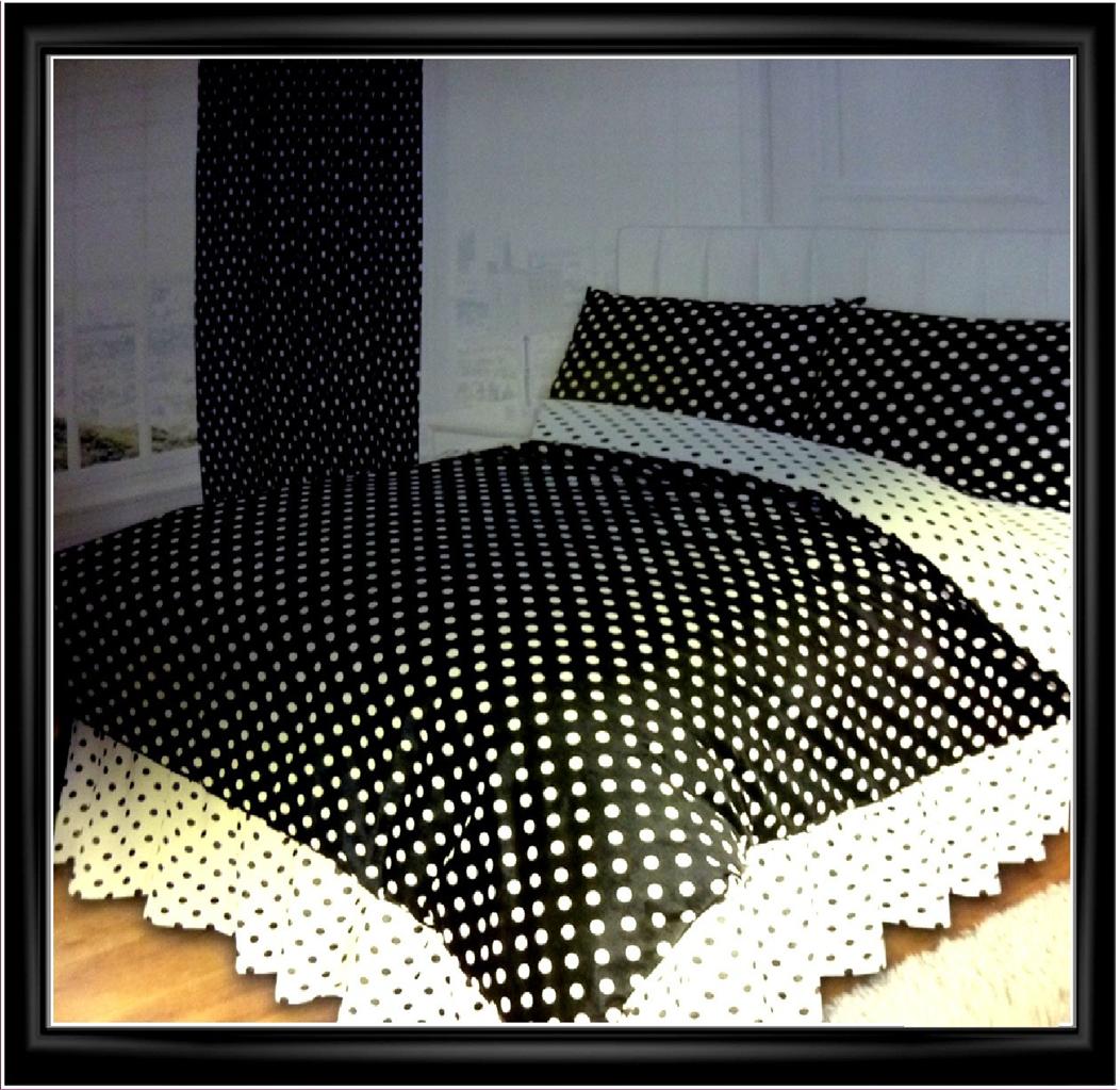 NEW BLACK WHITE POLKA SPOT DOT DOTTY LUXURY DUVET SET QUILT COVER BEDDING
