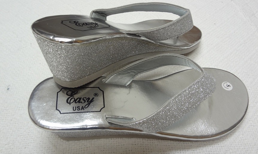 Women Metallic Glitter Flip Flops Wedge Platform Eva Thong Sandals