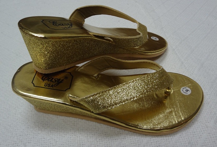 Women Metallic Glitter Flip Flops Wedge Platform Eva Thong Sandals