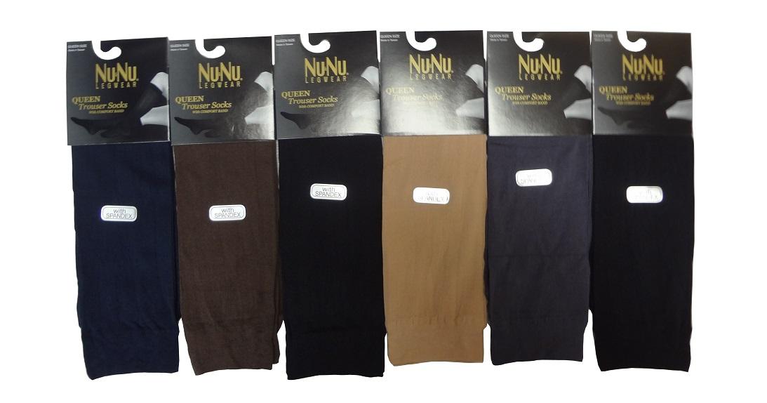 6 Pairs Women's Queen Plus Size Opaque Spandex Knee High Trouser Socks