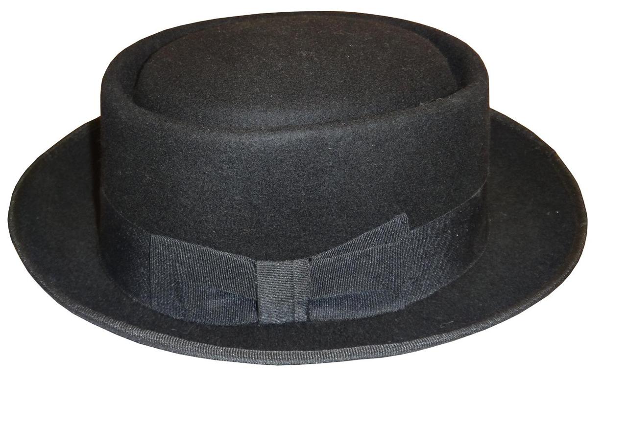 Men's 100 Wool Felt Flat Top PorkPie Pork Pie Fedora Hats W/Feather S100 eBay