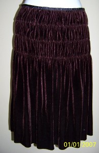 NWT Grace Elements Velvet Gathered Brown Skirt 6 Sm $58