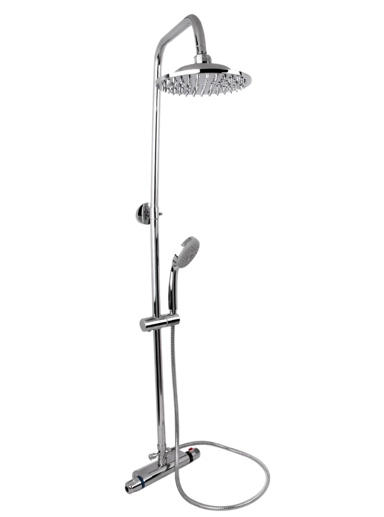 Square/Round Thermostatic Bar Shower Mixer Valve & Riser Kit + Head