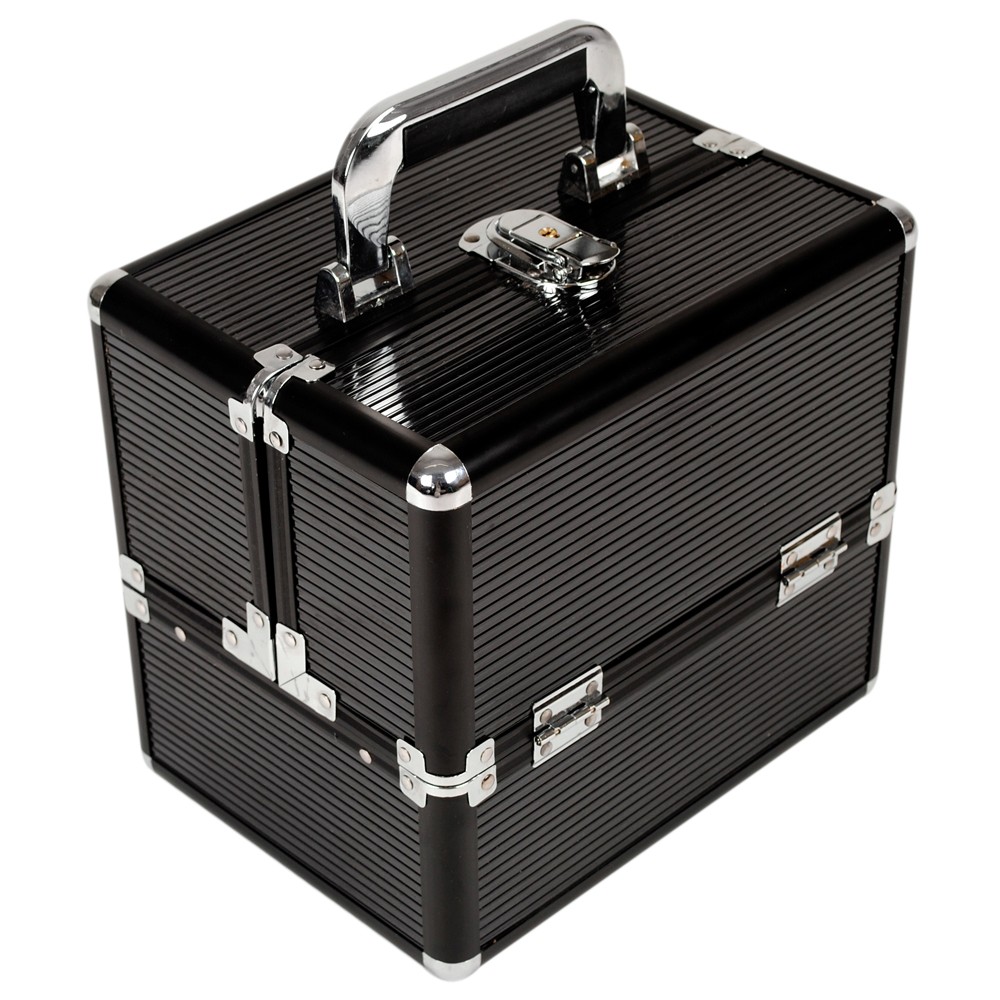 Large Beauty Make Up Vanity Train Case Cosmetic Box Black Line Finish eBay