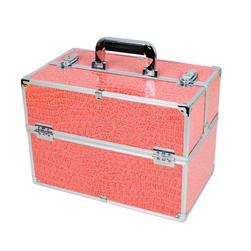Large Portable Makeup Beauty BOX Cosmetic Carry Case Bright Croc Leather eBay