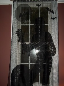 Black Gothic Halloween Window Sheer Curtain Mummy Bat