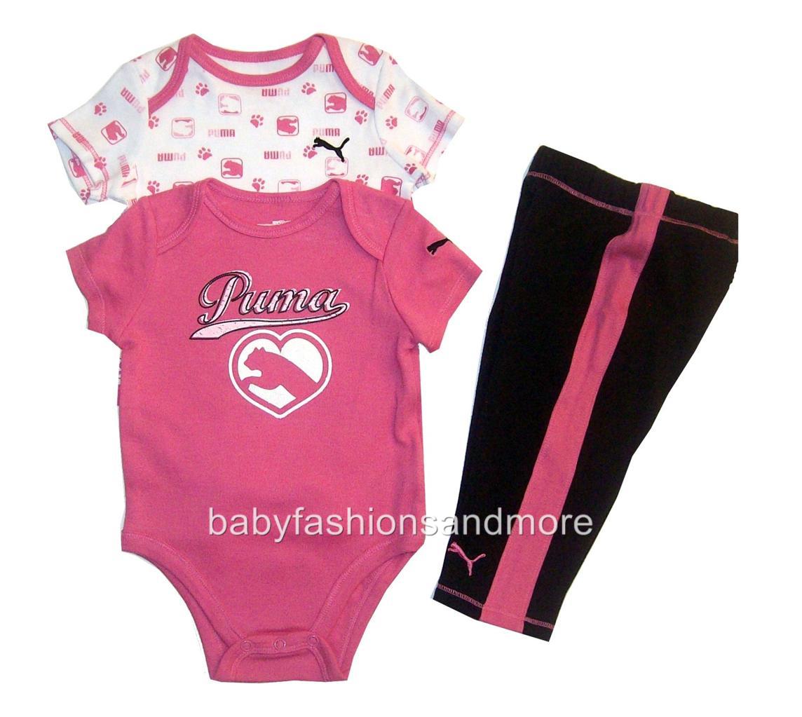 Baby girls Puma clothes set outfit 2 bodysuits 1 pants NWT ...