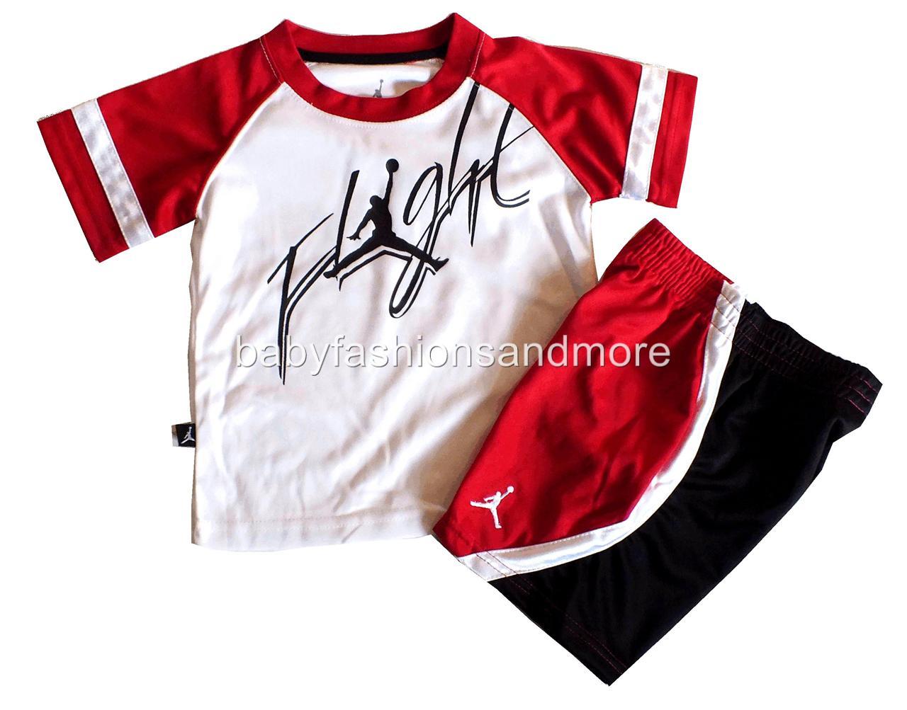 Toddler Boys Air Jordan Flight Outfit Shirt Shorts Red Toddler Boys Air Jordan Flight Outfit Shirt Shorts Red