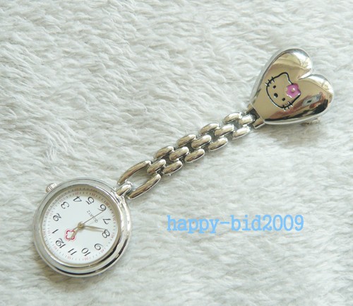 1PC New Hello Kitty Nurse stainless pocket brooch watch