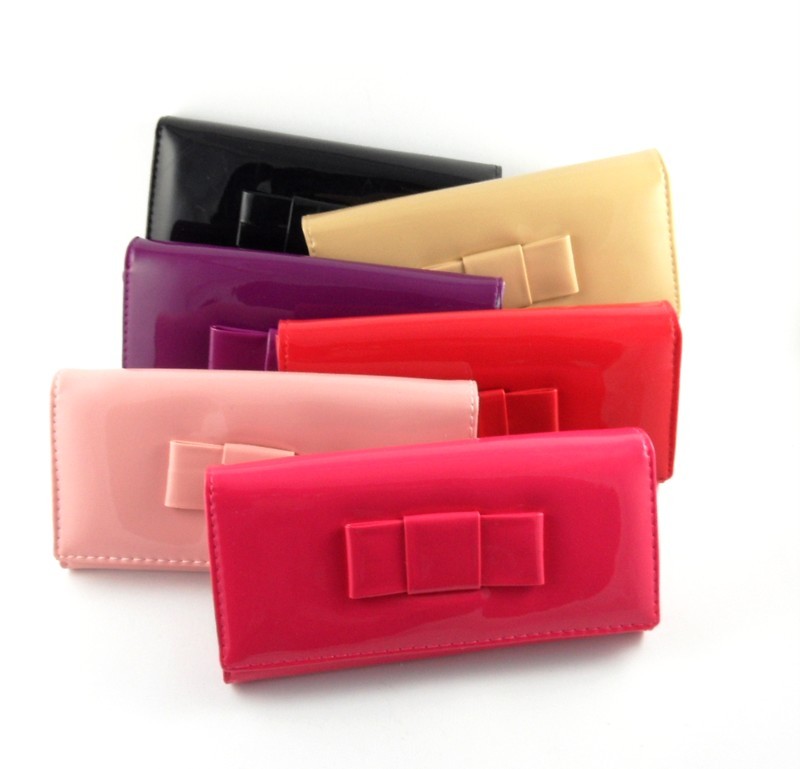 Funky Faux Patent Ladies Wallets / Purses with Bow Detail eBay
