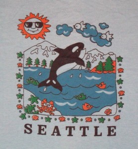 vintage SEATTLE ORCA WHALES SOUVENIR t shirt DOLPHINS