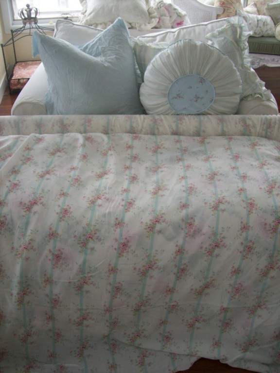 Rachel Ashwell Shabby Chic Round Pillow Sham Bemberg Silk Roses awning stripe eBay