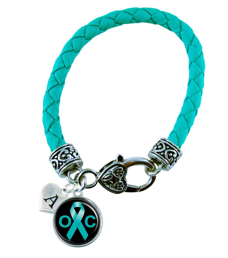 Custom Ovarian Cancer Awareness Teal Ribbon Leather