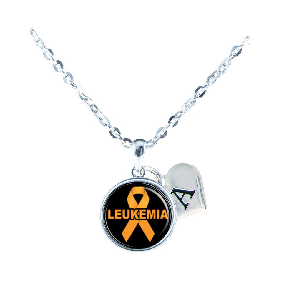 Custom Leukemia Blood Cancer Awareness Ribbon Silver Necklace