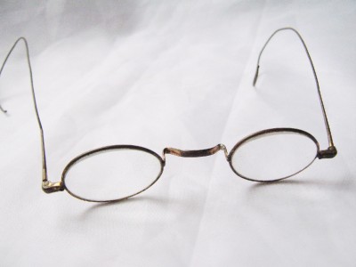 Antique 1800s Brass Wire Rim Eyeglasses With Leather Case ...