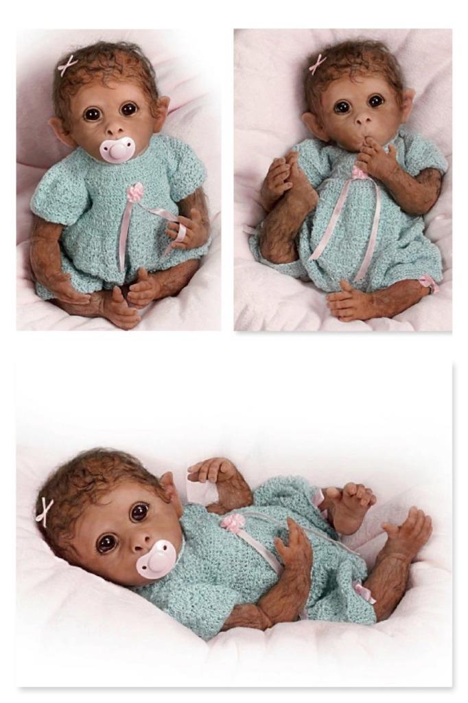 Ashton Drake CLEMENTINE NEEDS A CUDDLE monkey baby doll by Linda