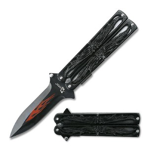 Black Dragon Pocket w/ Red Flame Mock Fly Knife