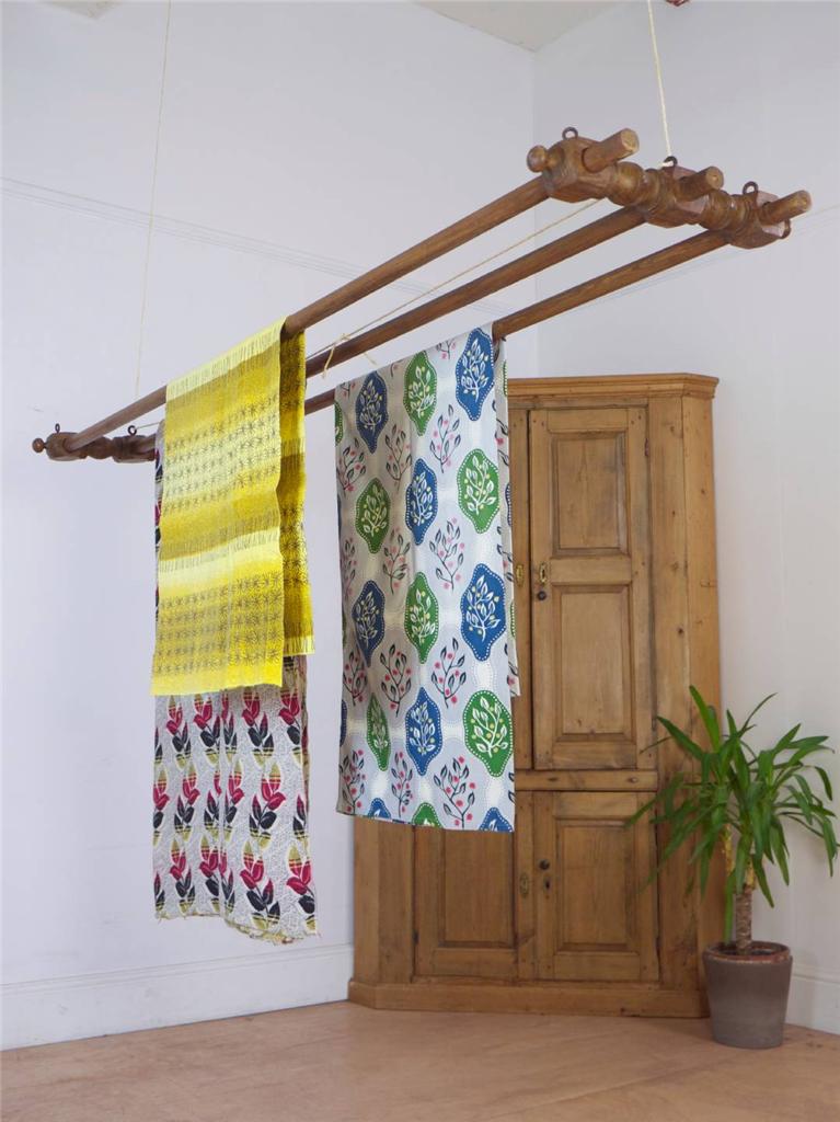 Large Original Antique Pine Clothes Drying Rack / Vintage Clothes Airer