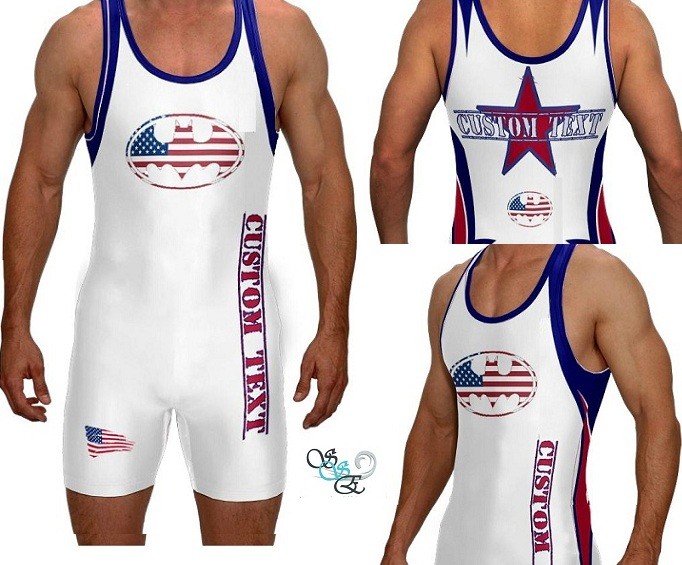 American Flag Bat USA Team SHIELD New WRESTLING SINGLET * YOUTH