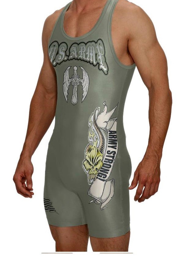 US Army STRONG This We'll Defend SCROLL WRESTLING SINGLET * YOUTH