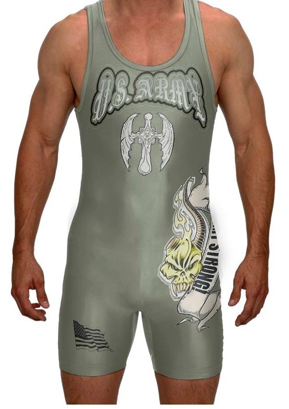 US Army STRONG This We'll Defend SCROLL WRESTLING SINGLET * YOUTH