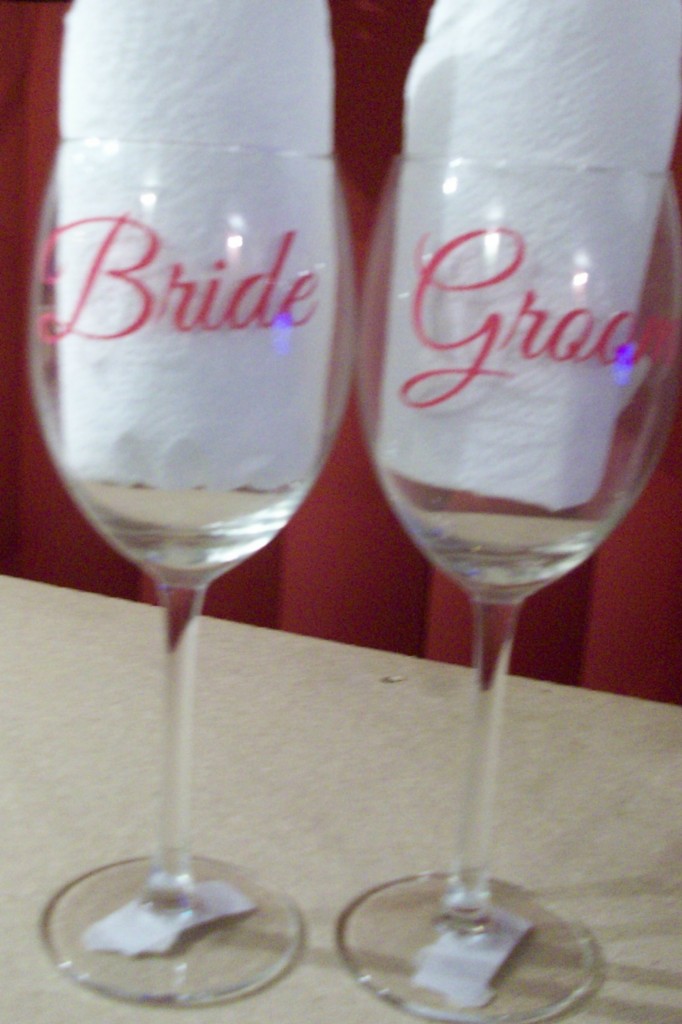 BRIDE AND GROOM PERSONALISED GLASSES VINYL STICKERS DECAL eBay