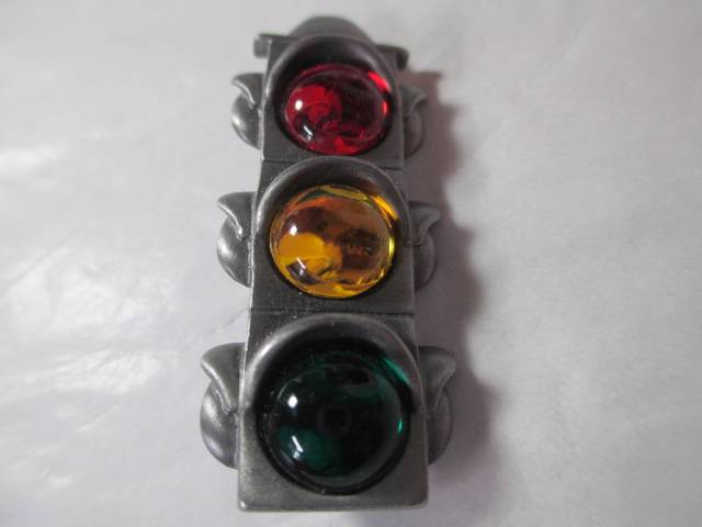 SIGNED AJC PEWTER PIN TRAFFIC STOP LIGHT W LUCITE STONES DETAILED FIGURAL LARGE - Picture 1 of 1