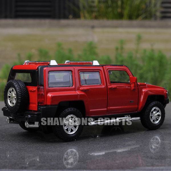 DIECAST METAL 132 MODEL CAR TOYS SOUND & LIGHT PULL BACK HUMMER H3