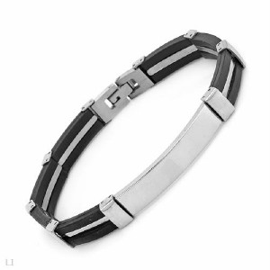 Stylish Gent's Stainless Steel and Rubber ID Bracelet