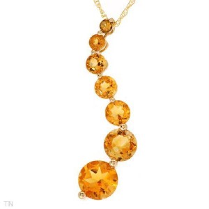 Journey Necklace w/ 1.90ctw Genuine Citrines in 14k YG