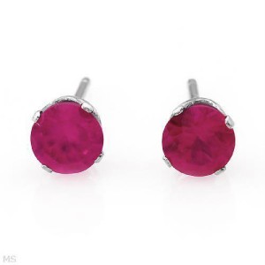 10K WG Stud Earrings w/ 0.70ctw Created Rubies