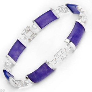Classic Purple Jade Bracelet in Sterling Silver