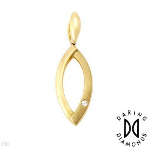 Solid 14k Yellow Gold Pendant with Genuine Diamond