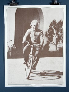 albert einstein riding a bike